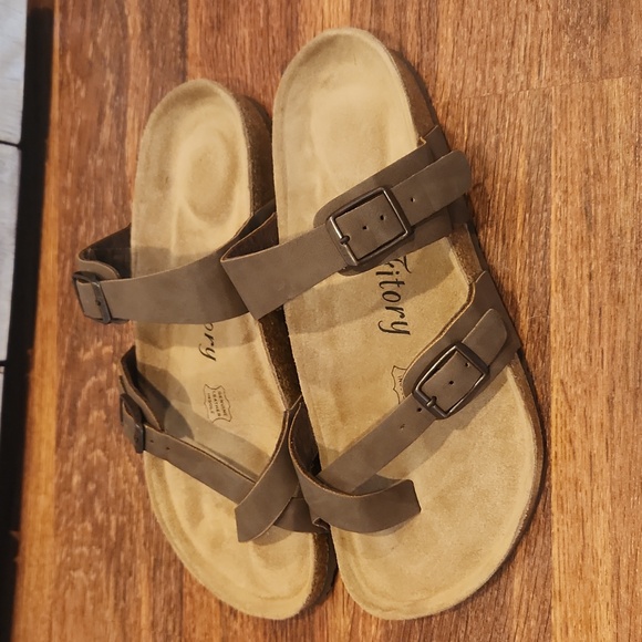 Fitory Womens Leather Slide with Cork Footbed - Picture 2 of 5